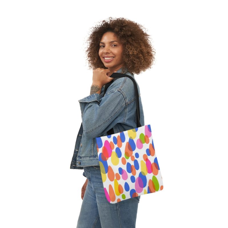 Colorful Raindrops Polyester Canvas Tote Bag - Image 12