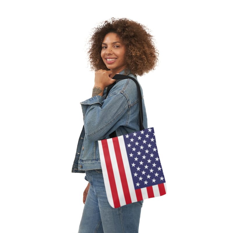 American Flag Styled Polyester Canvas Tote Bag - Image 12