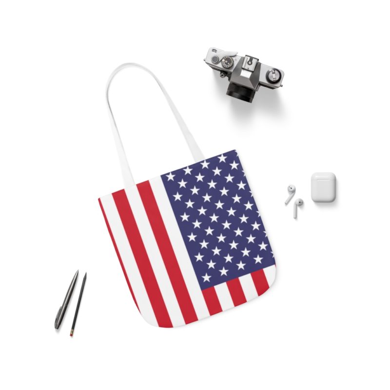 American Flag Styled Polyester Canvas Tote Bag - Image 3