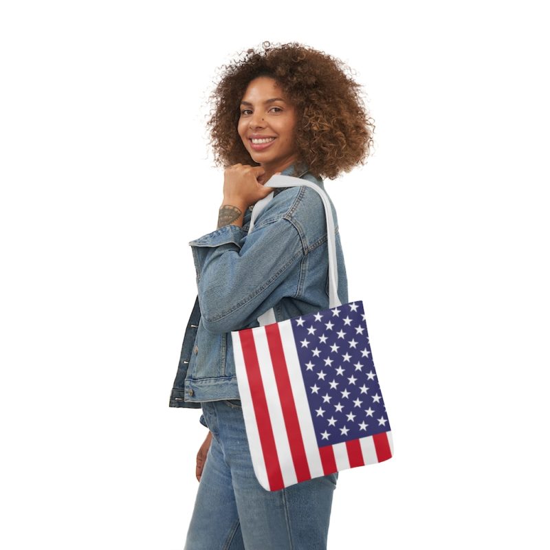 American Flag Styled Polyester Canvas Tote Bag - Image 4
