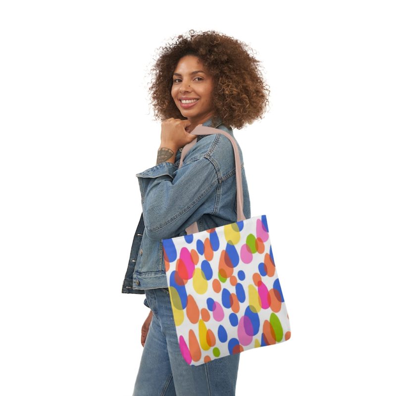 Colorful Raindrops Polyester Canvas Tote Bag - Image 40