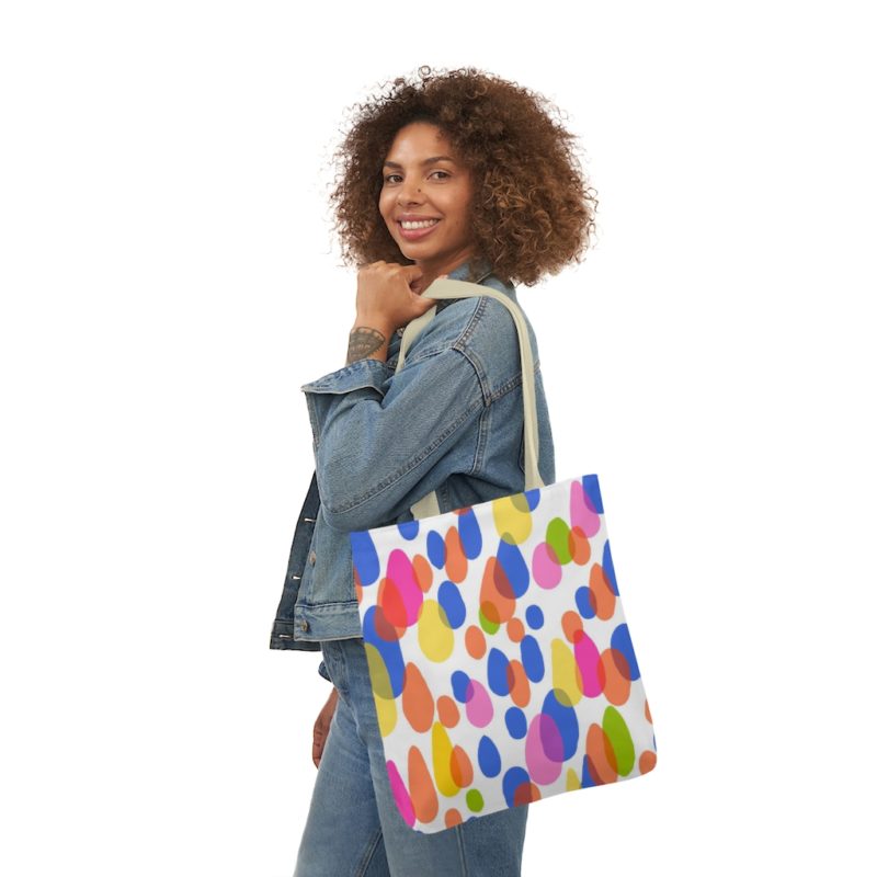Colorful Raindrops Polyester Canvas Tote Bag - Image 44
