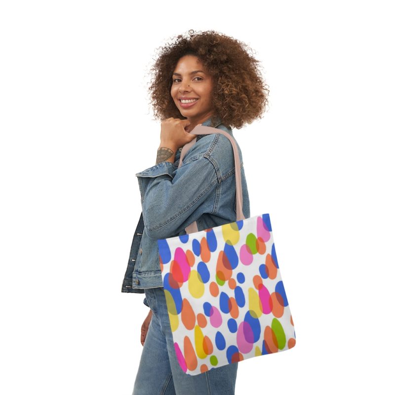 Colorful Raindrops Polyester Canvas Tote Bag - Image 56