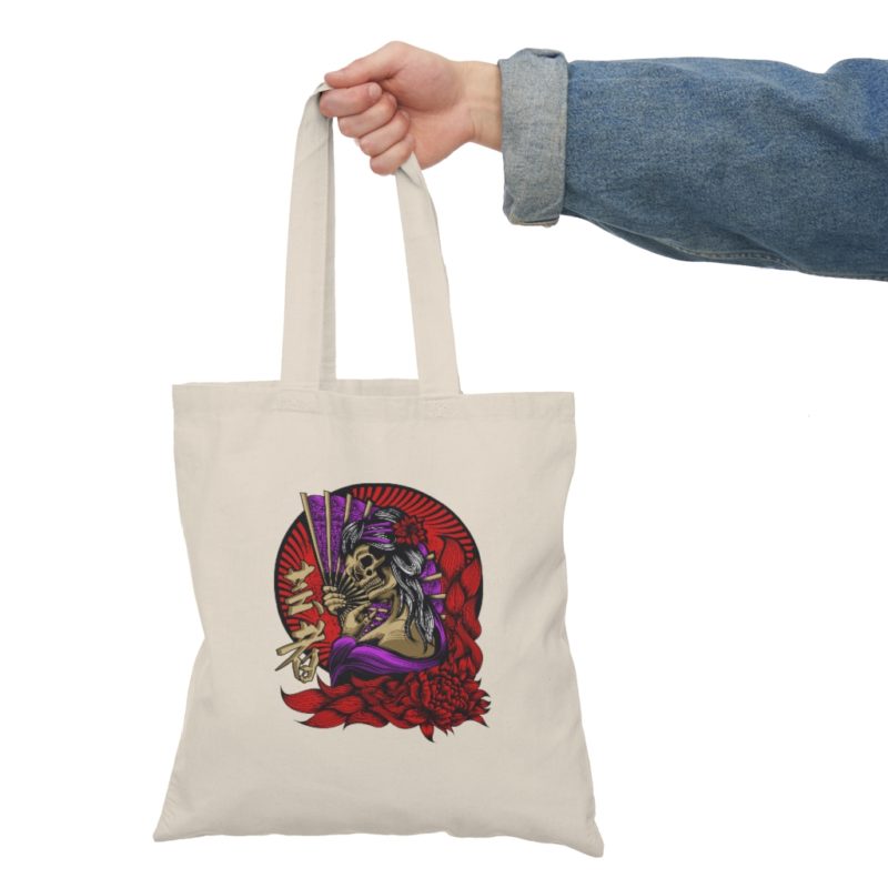 Skull Face Geisha Natural Tote Bag - Image 5