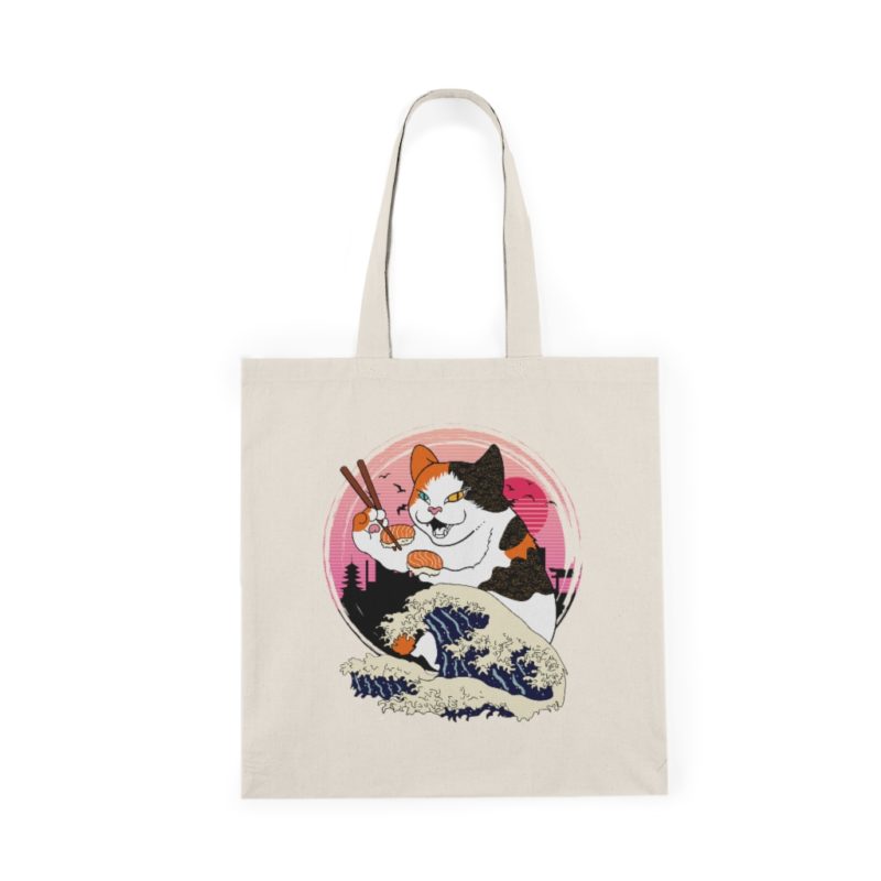 Kaiju Sushi Cat Natural Tote Bag