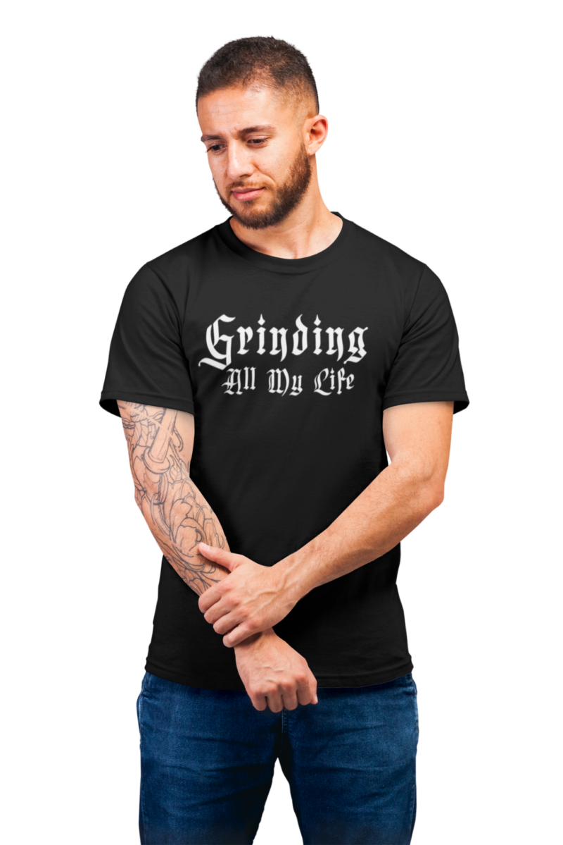 Grinding All My Life Unisex Tri-Blend Crew Tee - Image 2