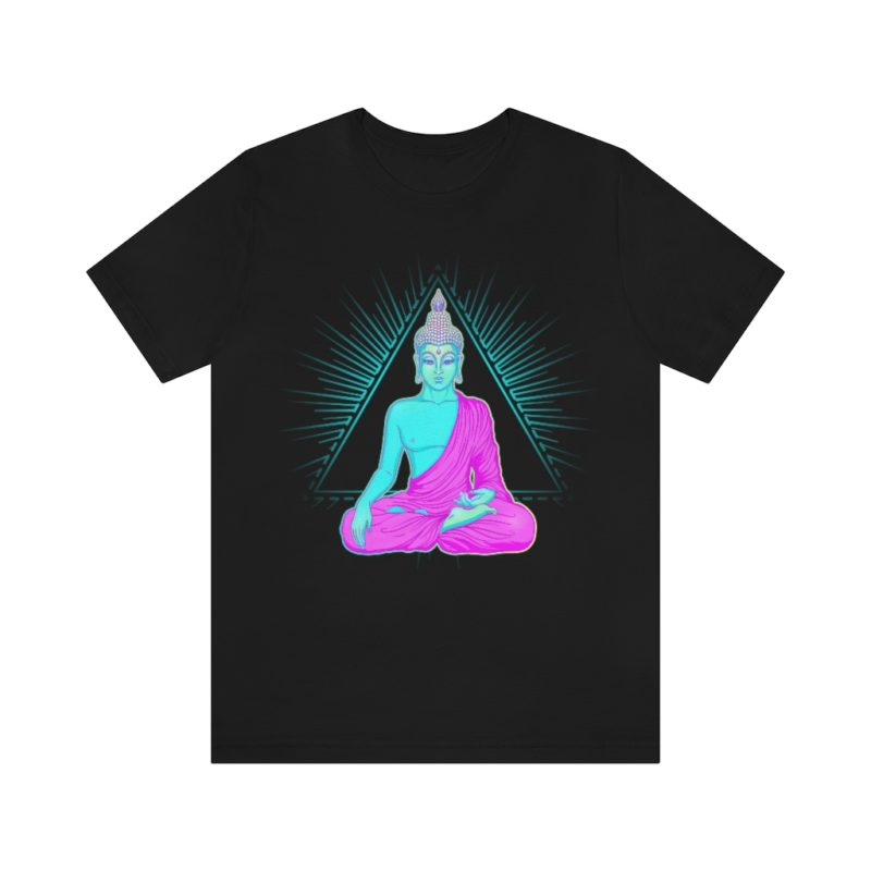 Sitting Buddha over sacred pyramid - Unisex Jersey Short Sleeve Tee
