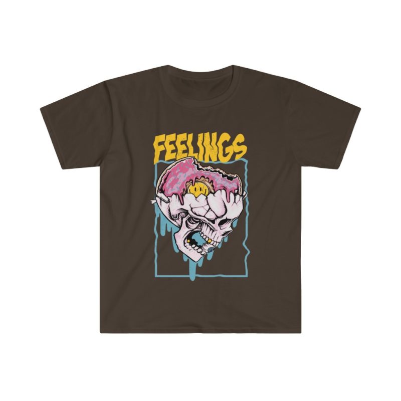 Feelings Skull Unisex Softstyle T-Shirt - Image 3