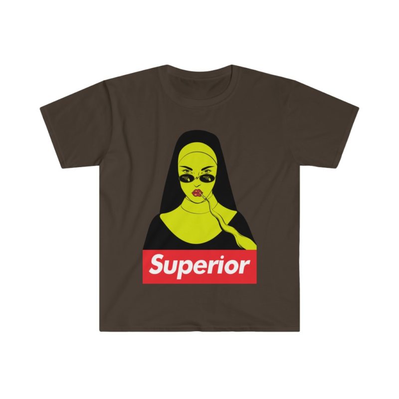 Gothic Superior Nun Smoking Unisex Softstyle T-Shirt - Image 6