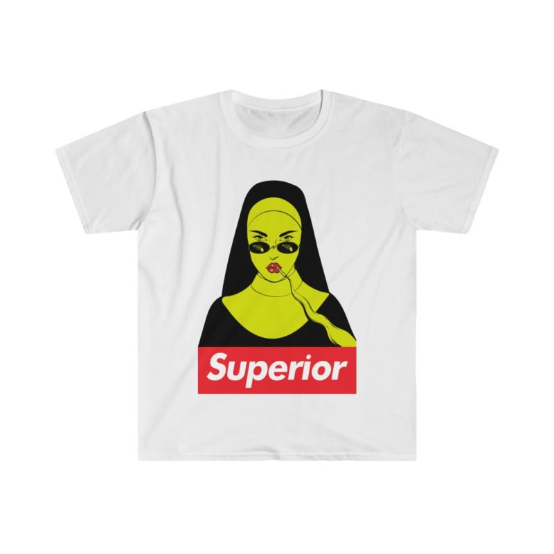 Gothic Superior Nun Smoking Unisex Softstyle T-Shirt - Image 4