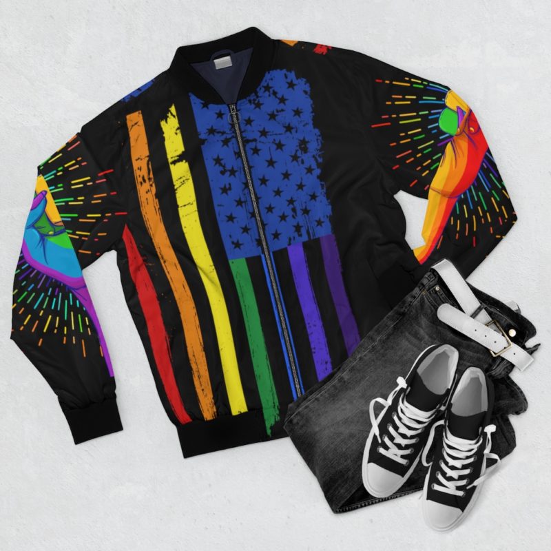 GAY Pride and Stripes - Men's AOP Bomber Jacket - Image 3