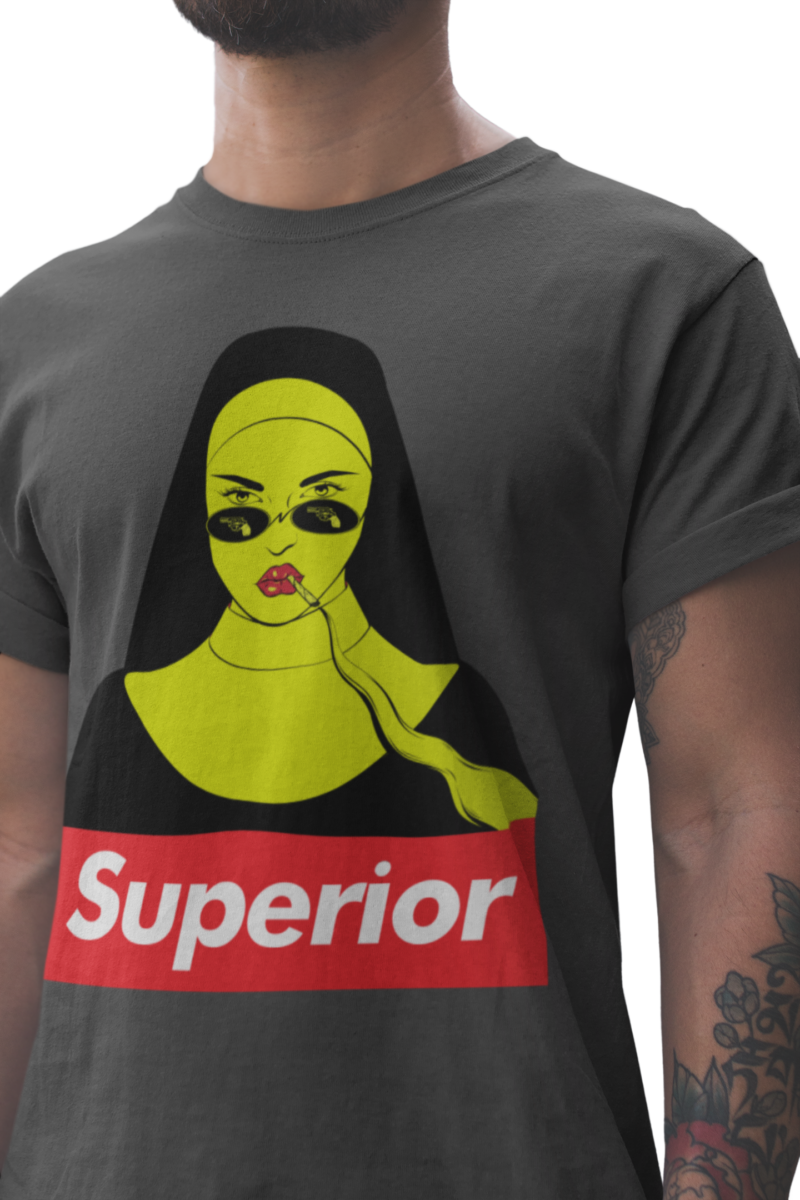 Gothic Superior Nun Smoking Unisex Softstyle T-Shirt - Image 13