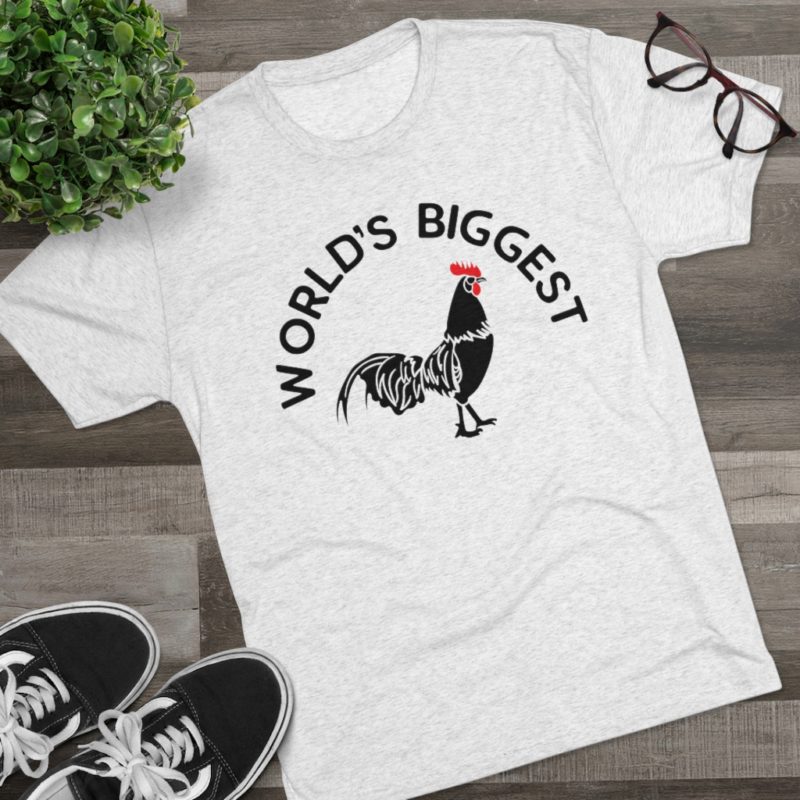 World's Biggest Cock Unisex Tri-Blend Crew Tee - Image 2