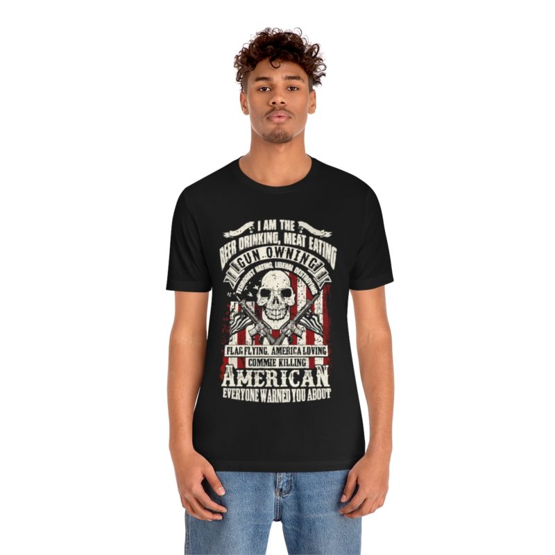 American Patriot, beer drinking, gun owning Jersey Short Sleeve Tee - Image 4
