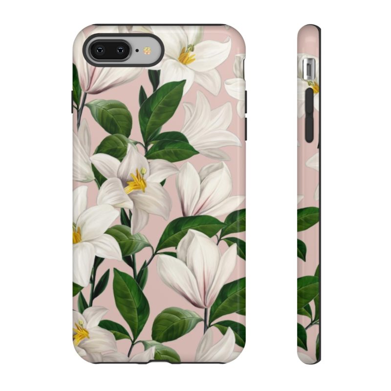 Bright White Lilies with Pink Background Tough Cases - Image 51