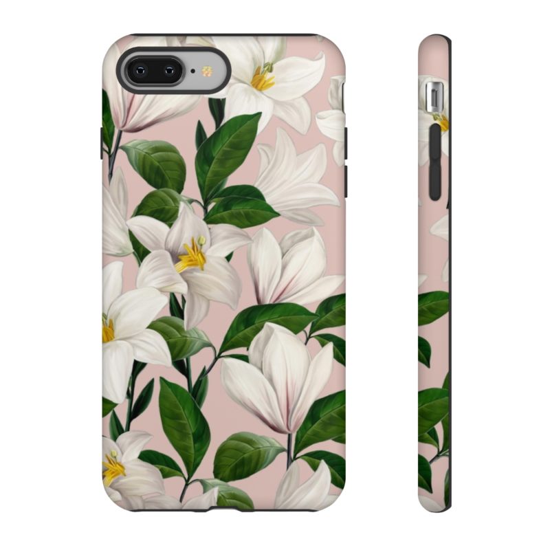 Bright White Lilies with Pink Background Tough Cases - Image 52