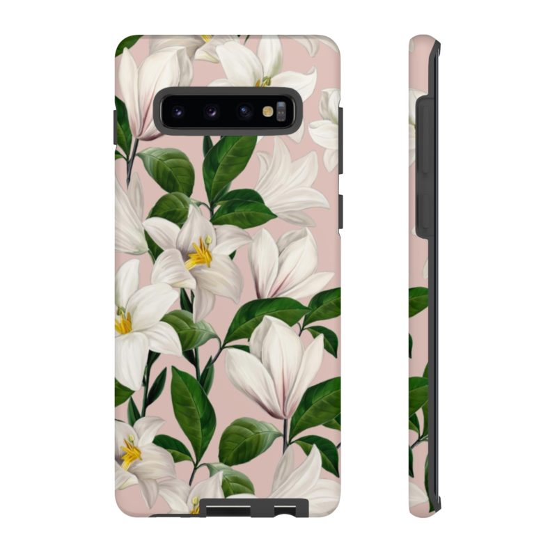 Bright White Lilies with Pink Background Tough Cases - Image 10