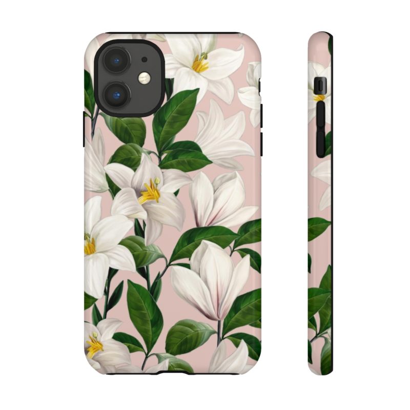 Bright White Lilies with Pink Background Tough Cases - Image 33