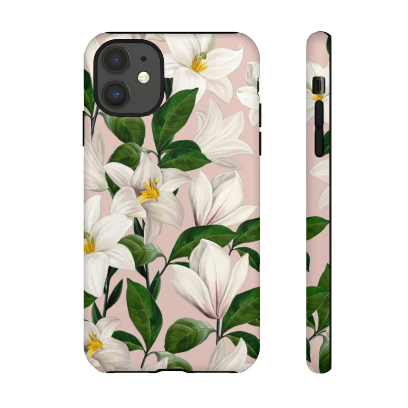 Bright White Lilies with Pink Background Tough Cases - Image 34