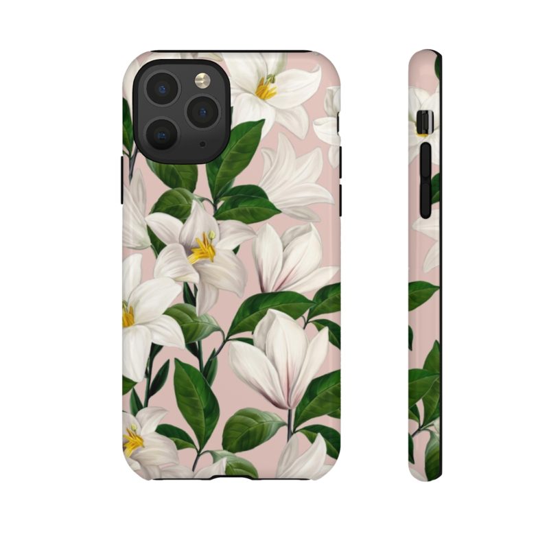 Bright White Lilies with Pink Background Tough Cases - Image 35