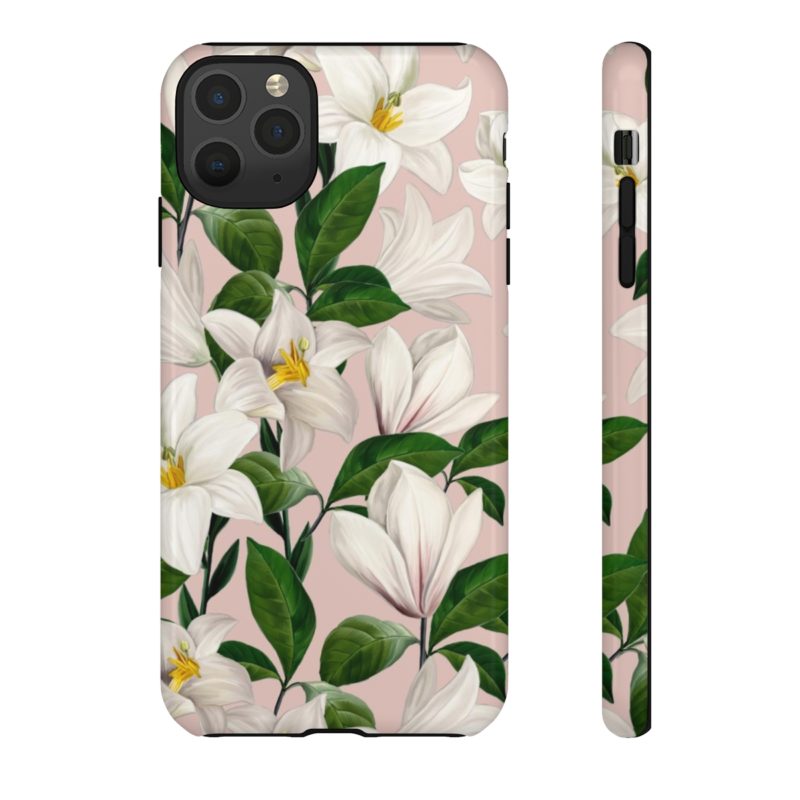 Bright White Lilies with Pink Background Tough Cases - Image 37