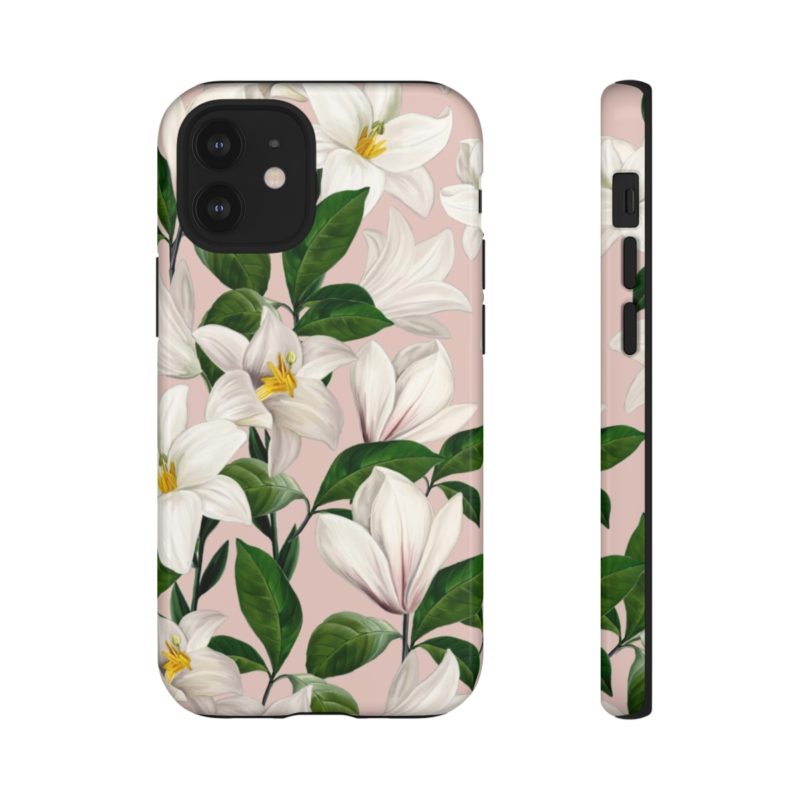 Bright White Lilies with Pink Background Tough Cases - Image 27