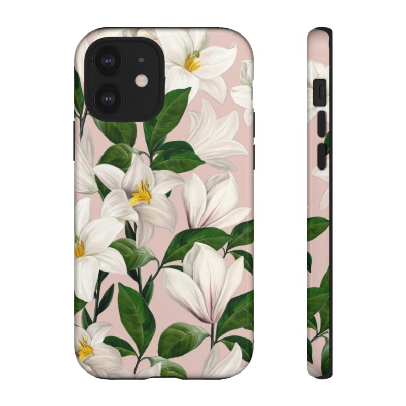 Bright White Lilies with Pink Background Tough Cases - Image 25