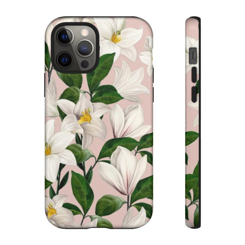 Bright White Lilies with Pink Background Tough Cases - Image 29