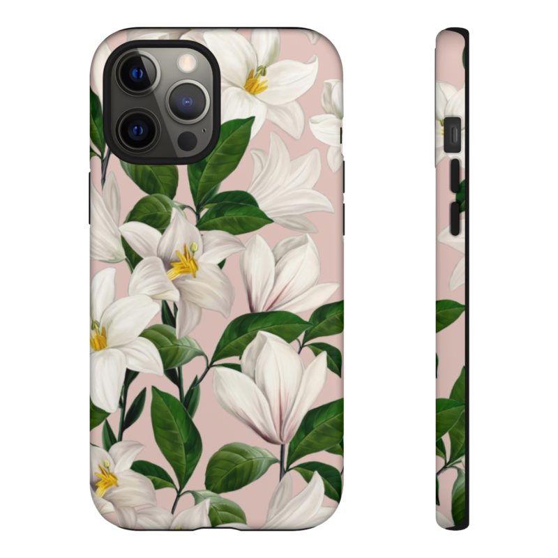 Bright White Lilies with Pink Background Tough Cases - Image 32