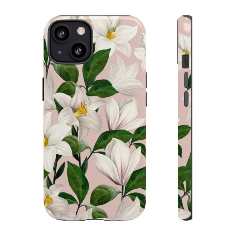 Bright White Lilies with Pink Background Tough Cases - Image 11