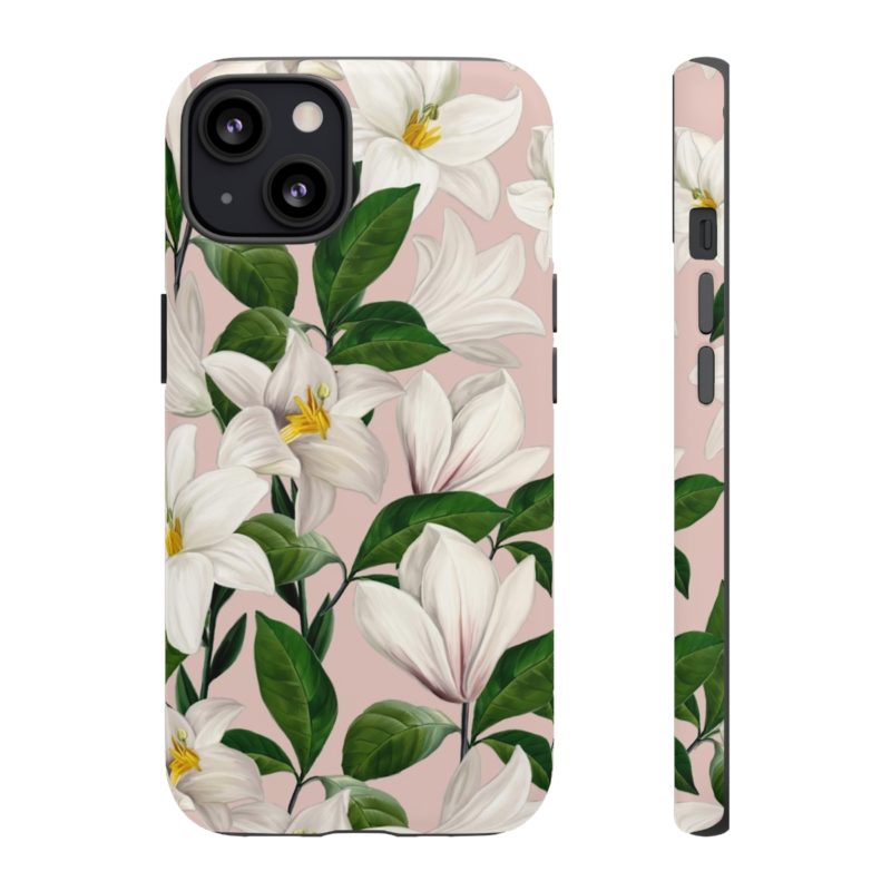 Bright White Lilies with Pink Background Tough Cases - Image 13
