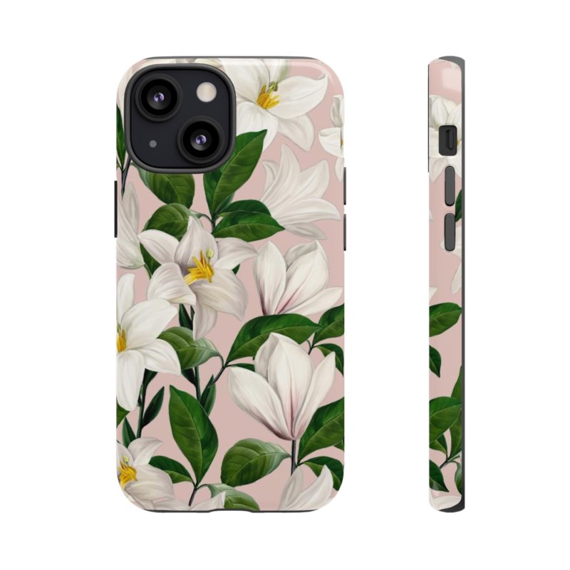 Bright White Lilies with Pink Background Tough Cases - Image 15