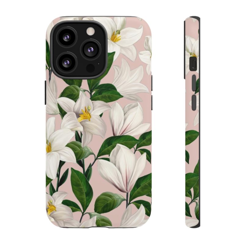 Bright White Lilies with Pink Background Tough Cases - Image 21