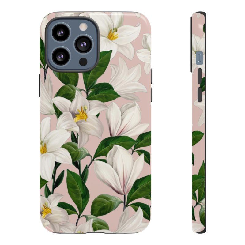 Bright White Lilies with Pink Background Tough Cases