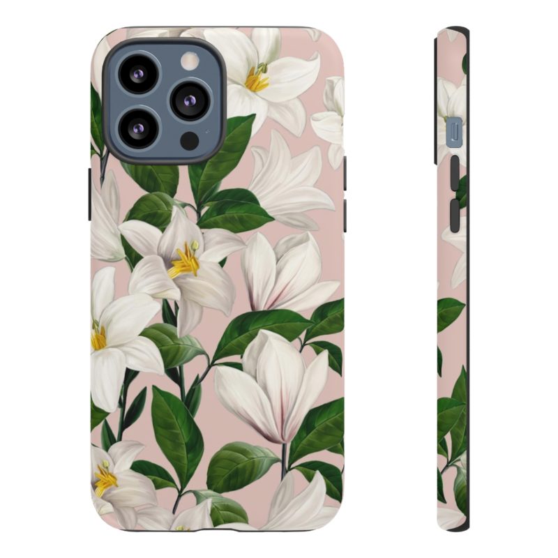 Bright White Lilies with Pink Background Tough Cases - Image 23