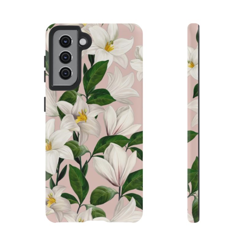 Bright White Lilies with Pink Background Tough Cases - Image 41