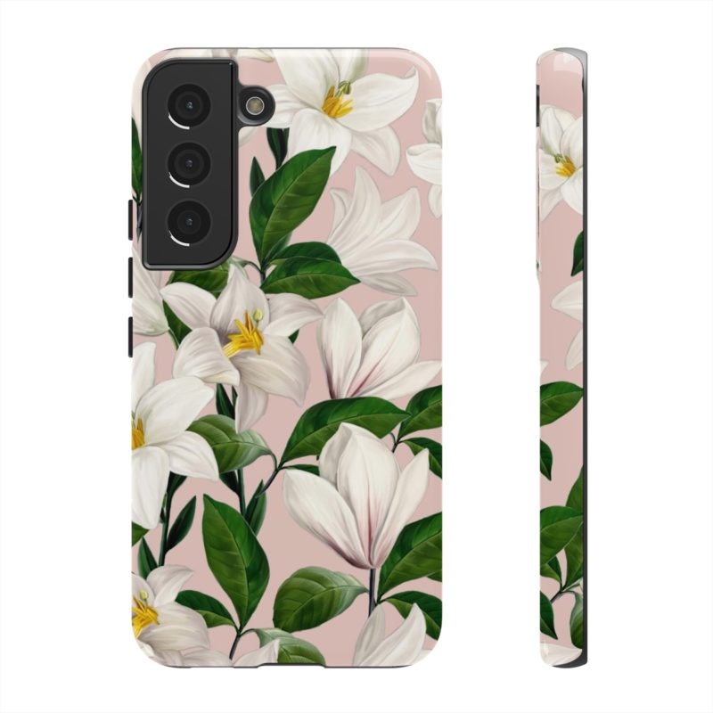 Bright White Lilies with Pink Background Tough Cases - Image 47
