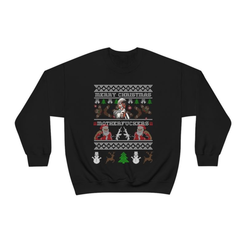 Samuel Jackson Merry Christmas Motherfu*ker  Ugly Unisex Christmas Sweatshirt - Image 2