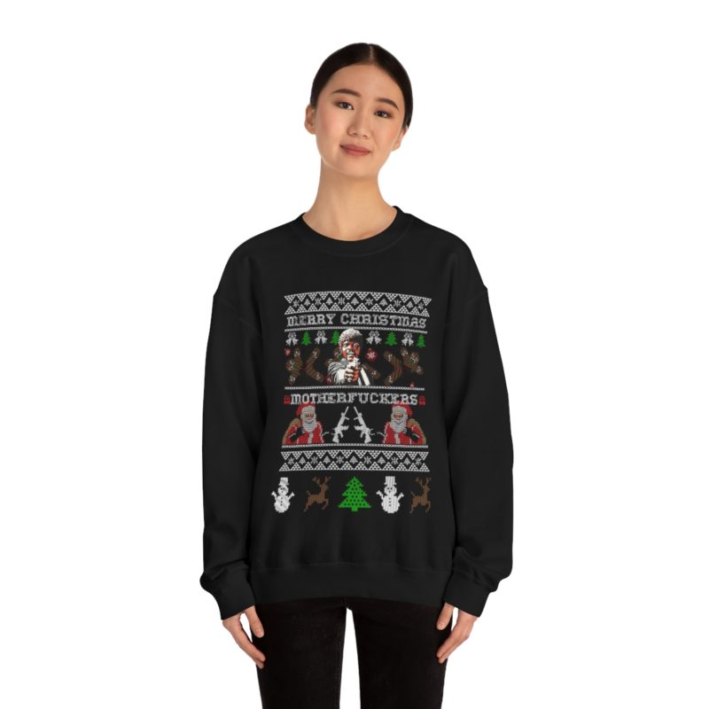 Samuel Jackson Merry Christmas Motherfu*ker  Ugly Unisex Christmas Sweatshirt - Image 3