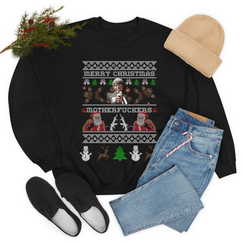 Samuel Jackson Merry Christmas Motherfu*ker  Ugly Unisex Christmas Sweatshirt - Image 7