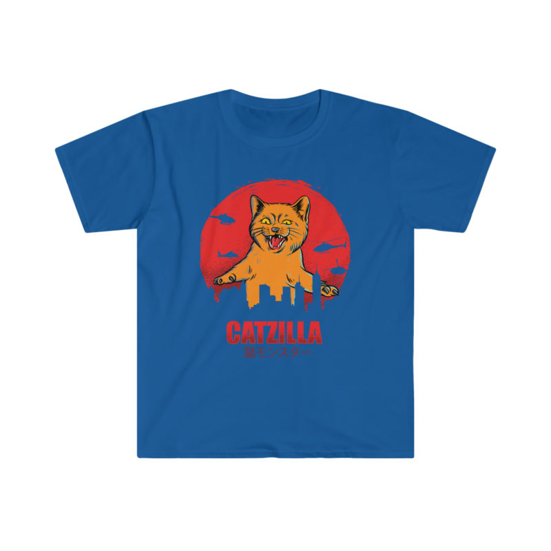Orange Catzilla attacks city Unisex Softstyle T-Shirt - Image 5