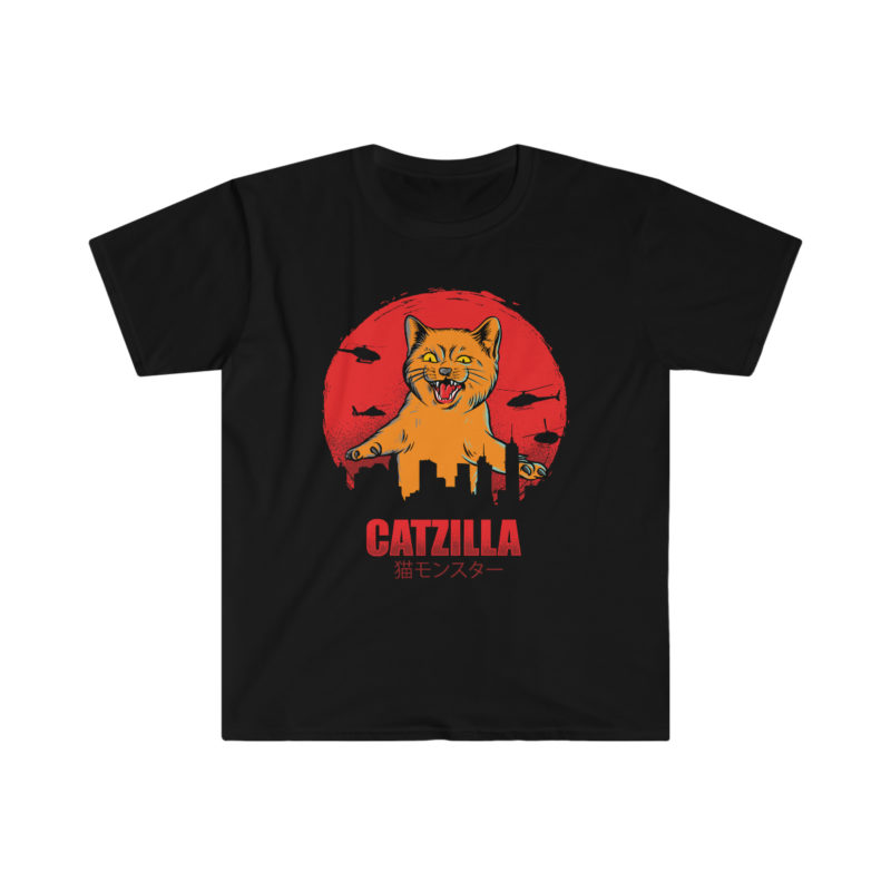 Orange Catzilla attacks city Unisex Softstyle T-Shirt