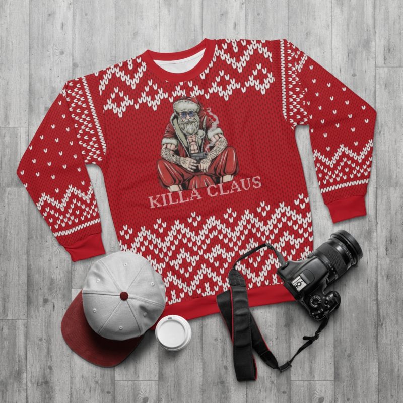 Killa Claus Hardcore Punk Santa AOP Unisex Sweatshirt - Image 3