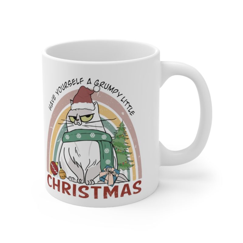 Have Yourself A Grumpy Little Christmas Cat Ceramic Mug 11oz - Image 4