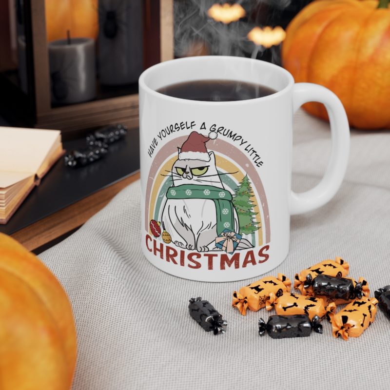 Have Yourself A Grumpy Little Christmas Cat Ceramic Mug 11oz - Image 6