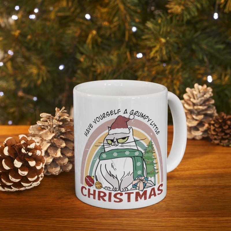 Have Yourself A Grumpy Little Christmas Cat Ceramic Mug 11oz - Image 9