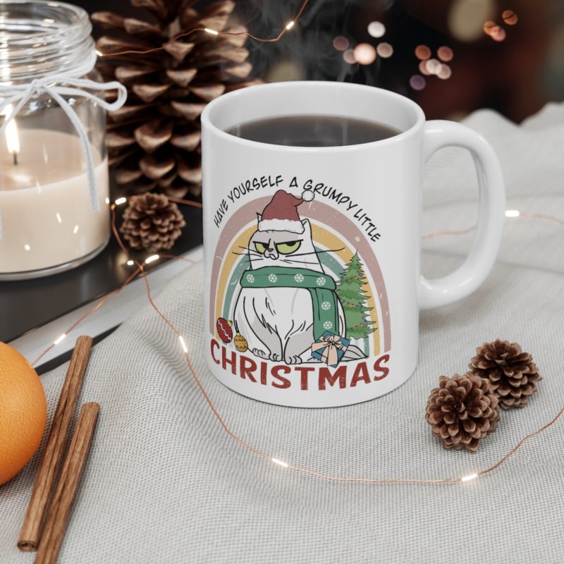 Have Yourself A Grumpy Little Christmas Cat Ceramic Mug 11oz