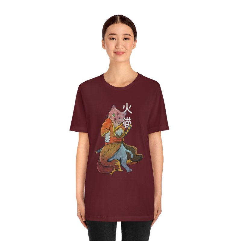 Illustration of Samurai Cat with Missing Eye Unisex Jersey Short Sleeve Tee - Image 38