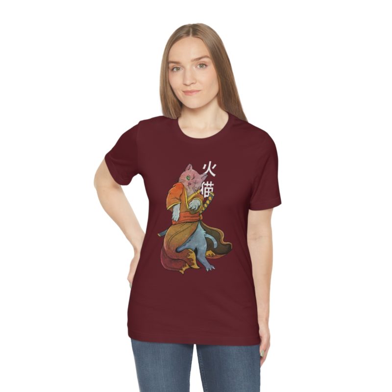 Illustration of Samurai Cat with Missing Eye Unisex Jersey Short Sleeve Tee - Image 40