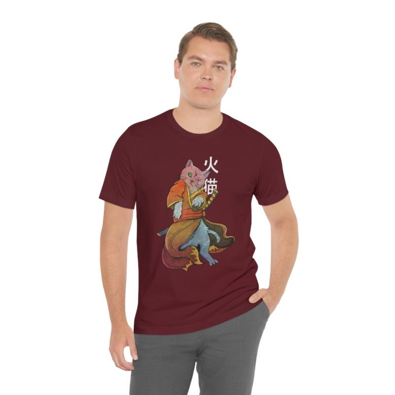 Illustration of Samurai Cat with Missing Eye Unisex Jersey Short Sleeve Tee - Image 41